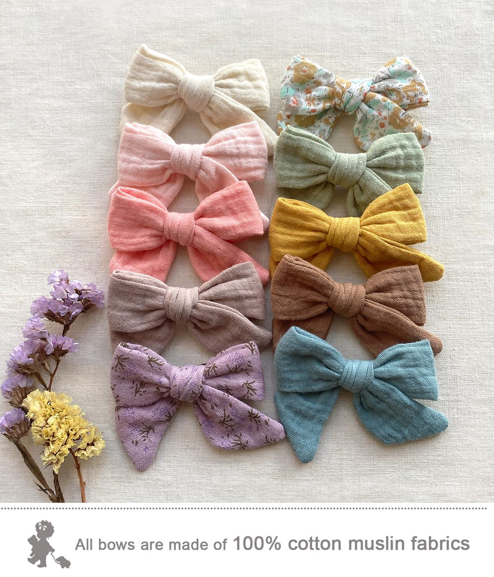 Cherssy Muslin Bow Clip natural color palette enhances outfits with versatile styling.