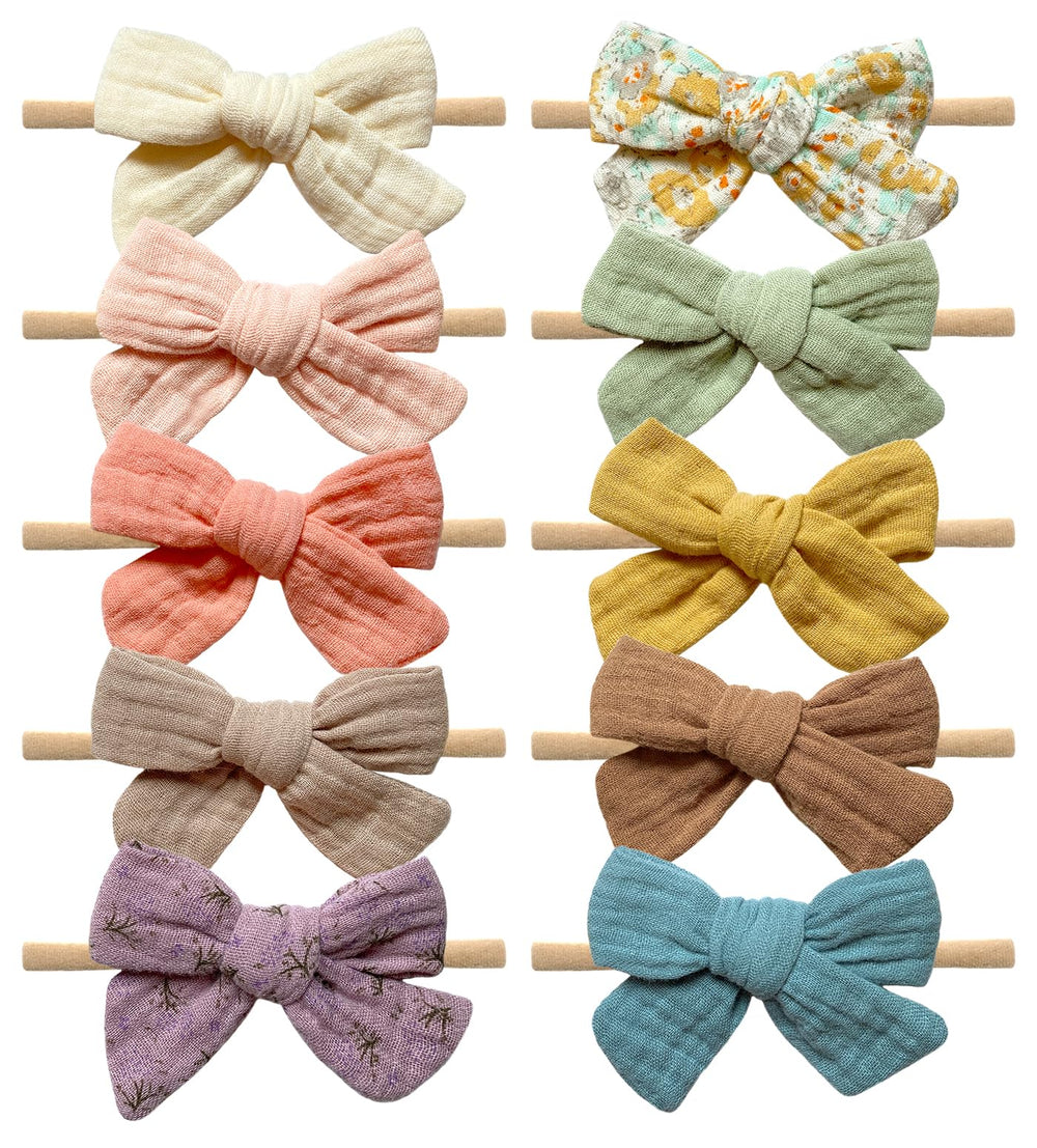 Cherssy muslin bows cream headband for newborn comfort and photo-ready styling