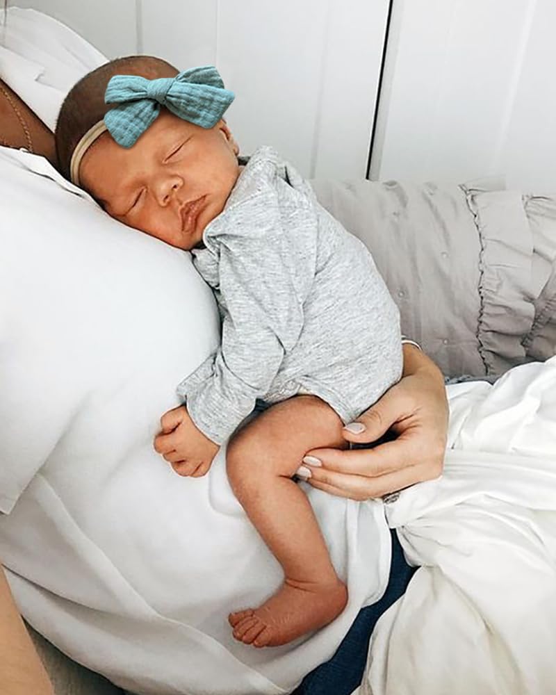 Cherssy muslin bows mustard headband secure fit that won't slip