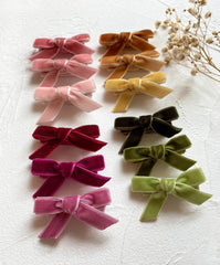 Cherssy Velvet Mini Bows color variety shows 20 fall tones for outfits.
