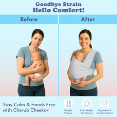 Cherub Cheeks wrap displaying hip-friendly W-position for healthy growth.