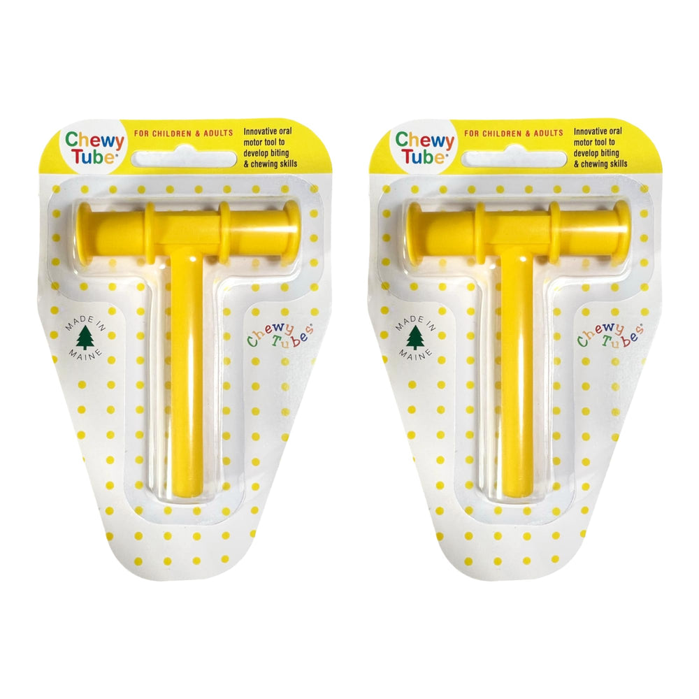 Chewy Tubes sensory teether yellow 2-pack with chew-friendly surface for soothing gums