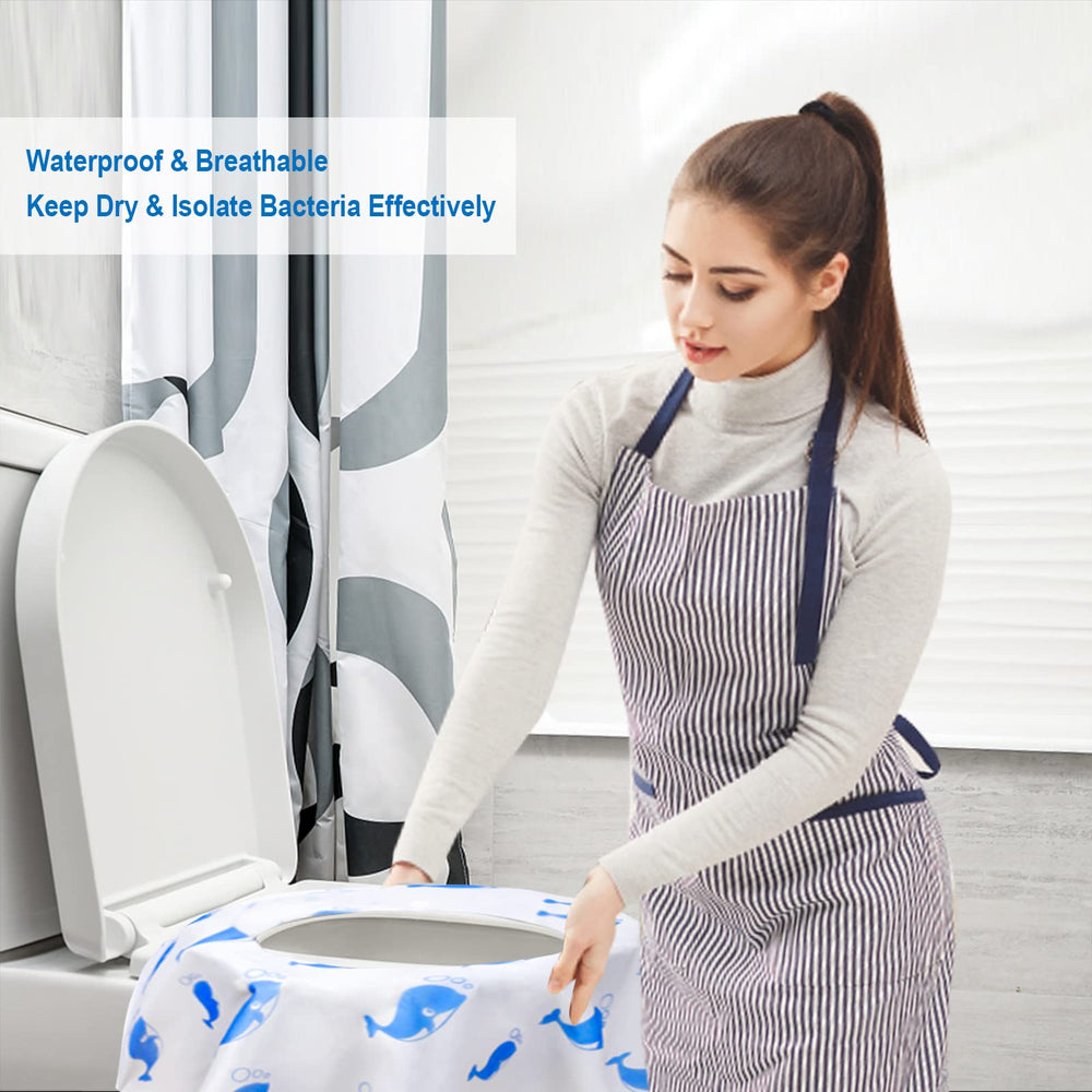 CHFONG toilet seat cover applied on seat demonstrates 360° coverage
