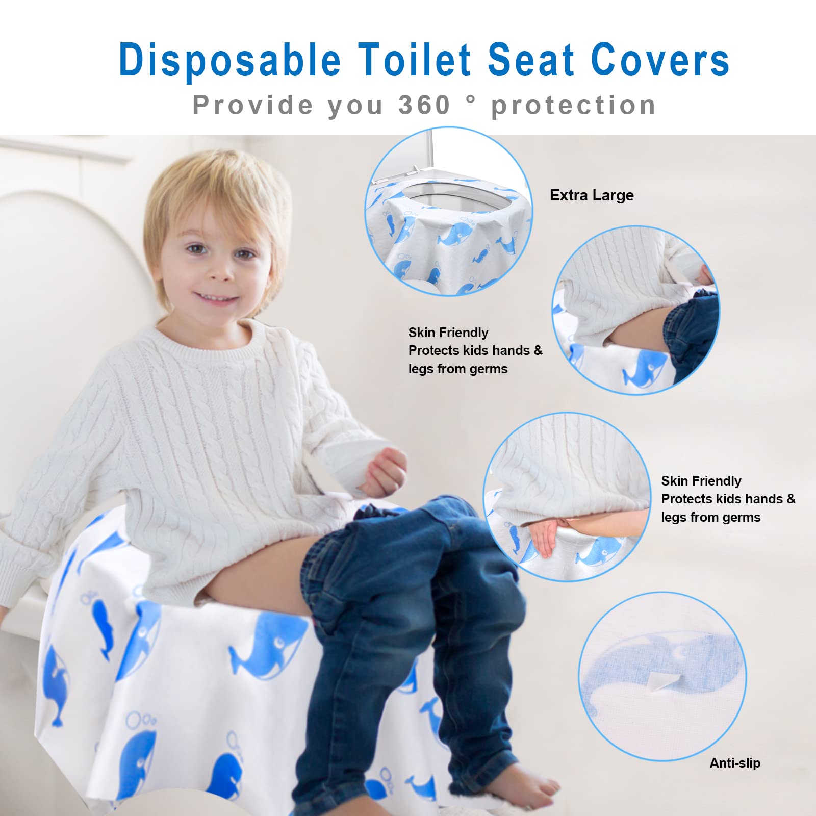 CHFONG unfolded toilet seat cover ready for use in a bathroom