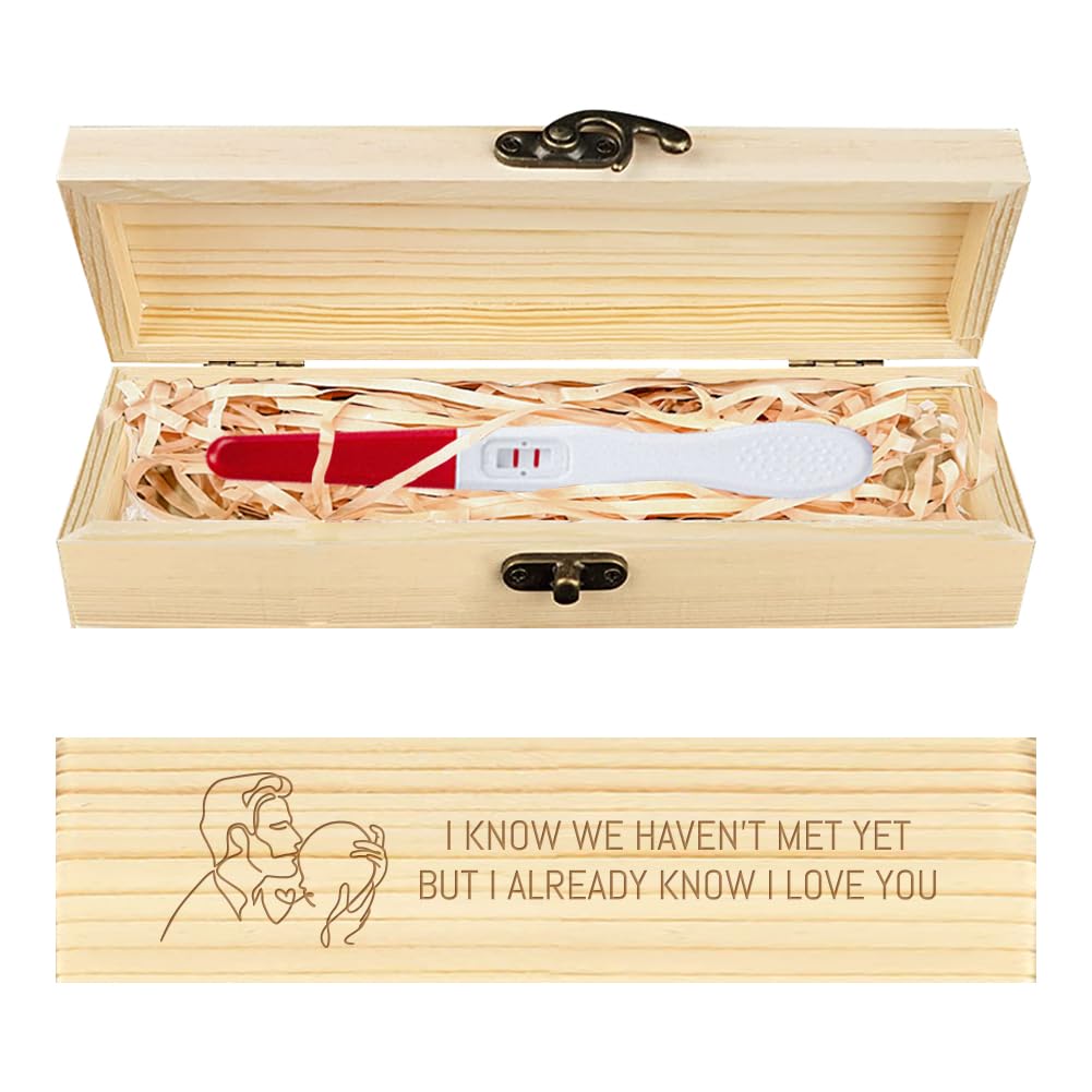 CHGCRAFT pregnancy test keepsake box with engraved father holding child for lasting memory.
