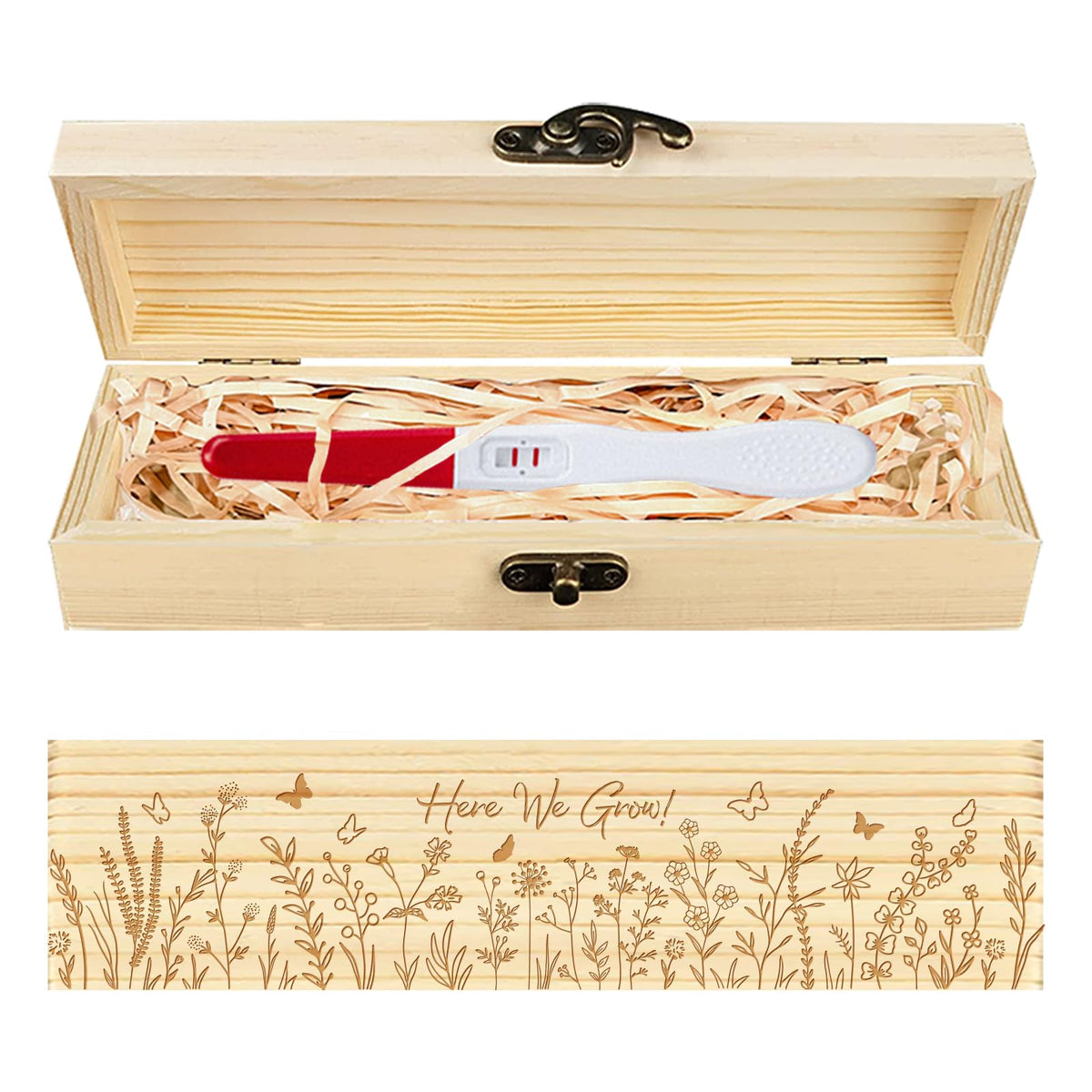 CHGCRAFT pregnancy-test-keepsake-box wildflowers engraving offers a memorable keepsake.