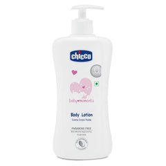 Chicco Baby Moment Body Lotion 500ml bottle shown for daily hydration