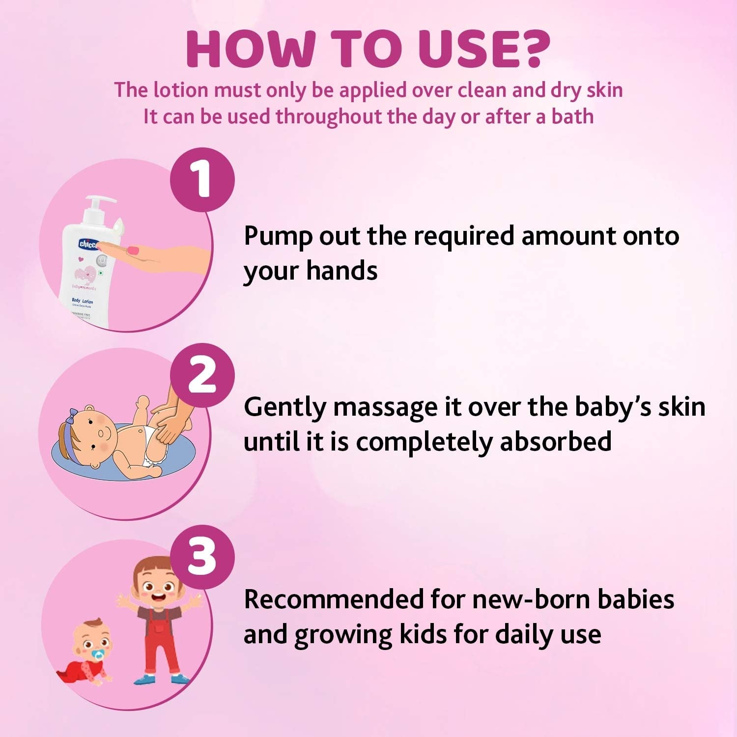 Chicco Baby Moments Body Lotion 200ml packaging visible for easy home use.