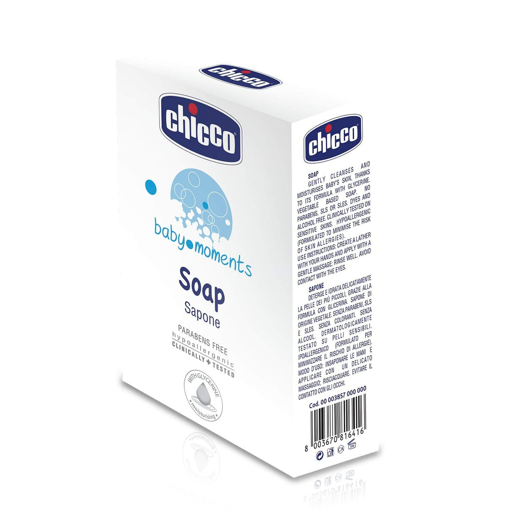 Chicco Baby Moments Soap foam lather demonstrates a mild cleansing experience during bath time.