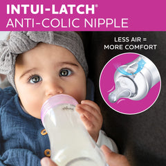Chicco Duo anti-colic valve vents air away from nipple for smoother feeding.