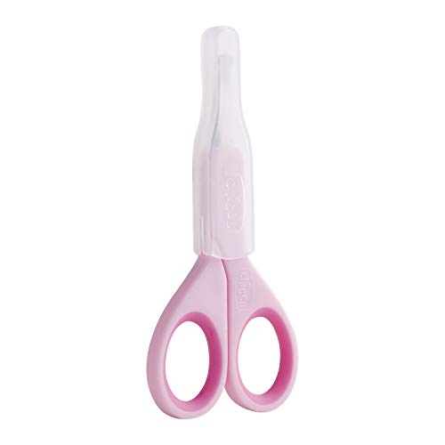 Chicco pink baby nail scissors with rounded tips for gentle trims.