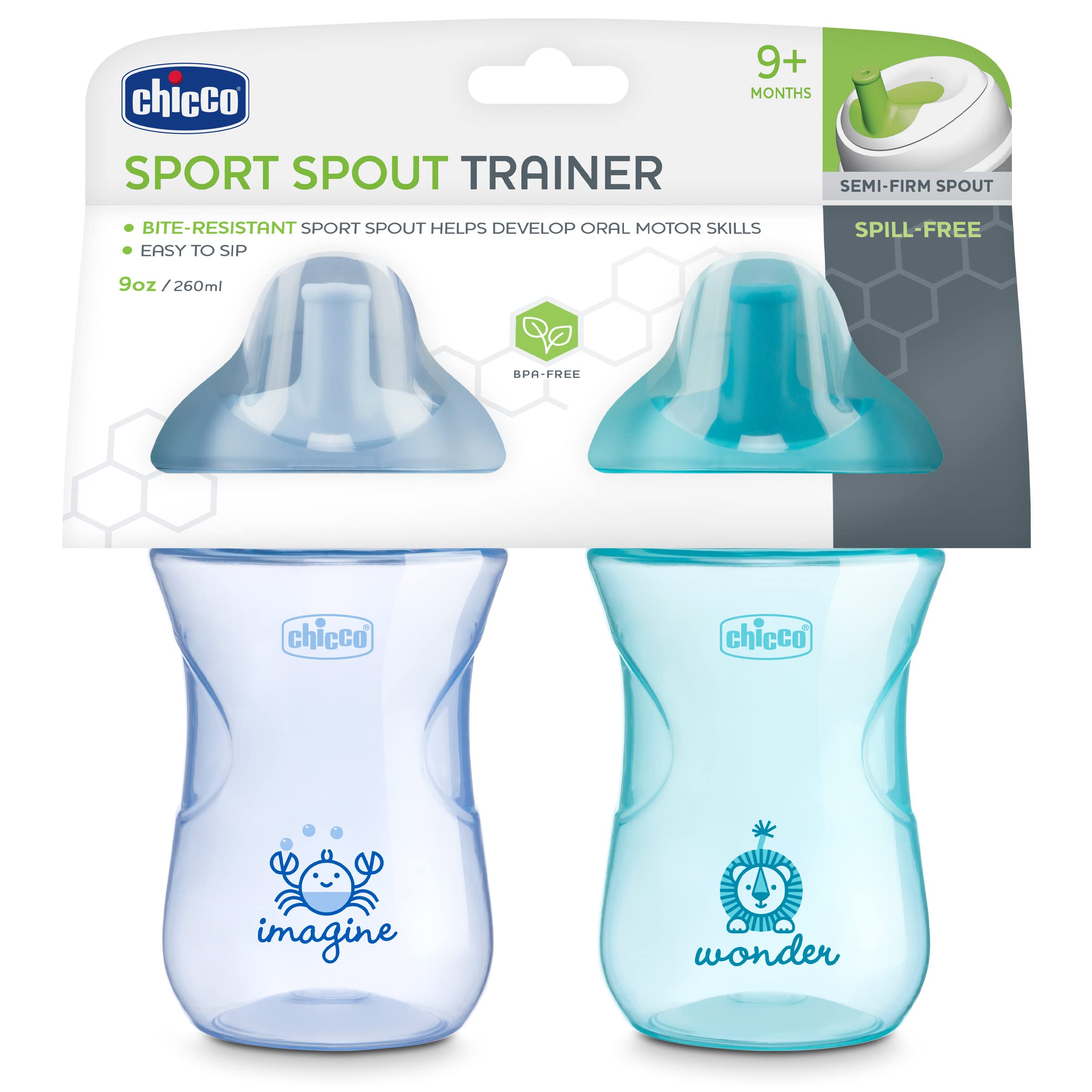 Chicco Sport Spout Trainer pale blue teal color accents shown.