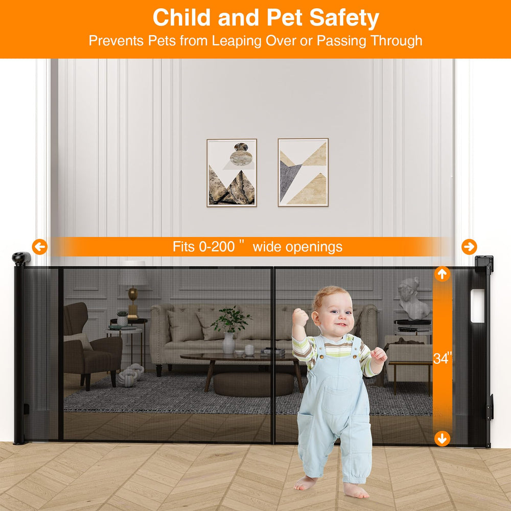 CHICLUX upgraded 200in retractable gate indoor-outdoor-use showcases versatile placement for home and yard