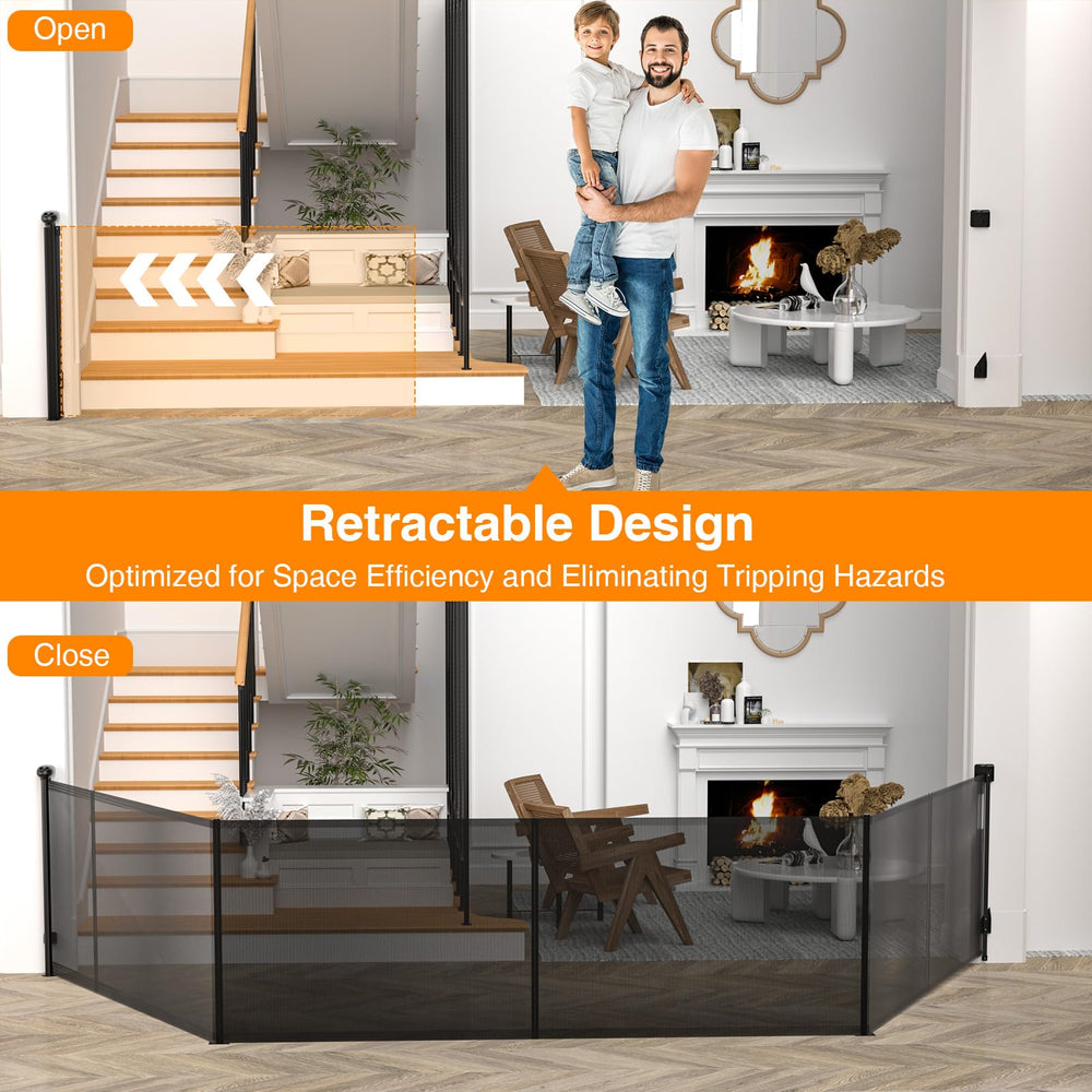 CHICLUX upgraded 200in retractable gate support-rod-closeup shows sturdy rod preventing sag