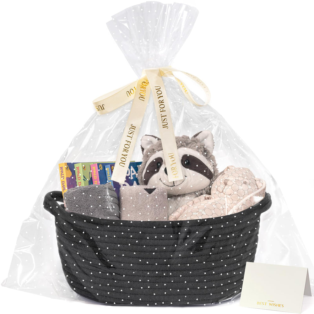 Chicvita black empty gift basket front view ideal for stylish home organization