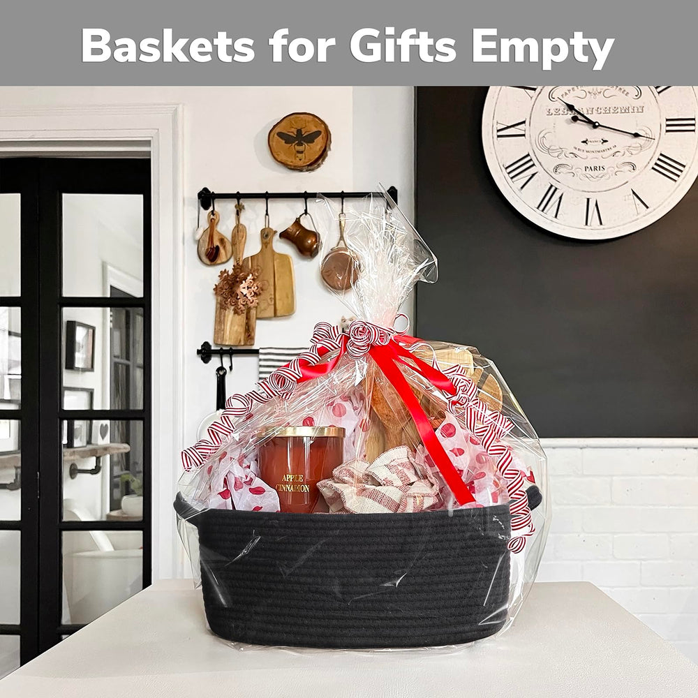 CHICVITA cotton rope basket shown in living room for tidy storage.
