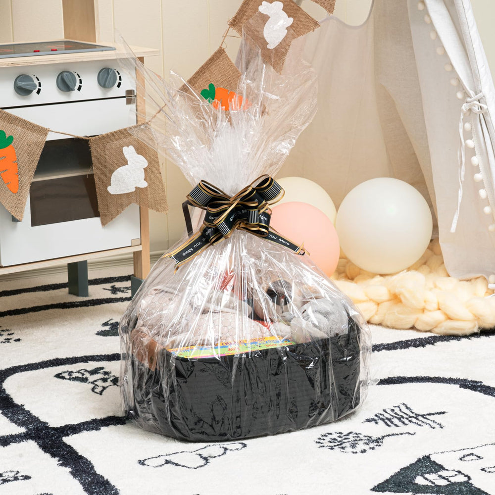 CHICVITA cotton rope Easter basket leather-wrapped handles for easy carry and style