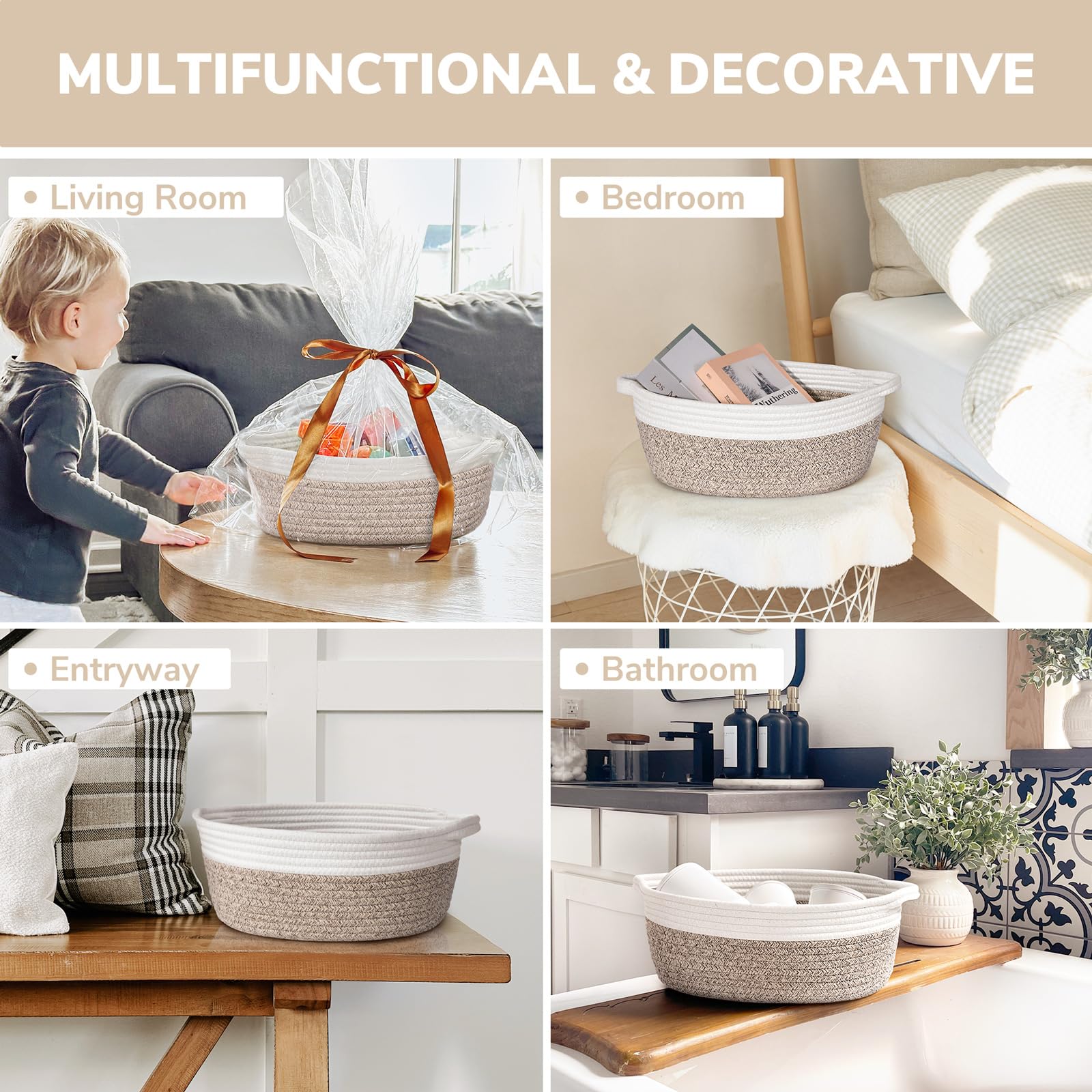 CHICVITA gift basket empty to fill styled in living room decor