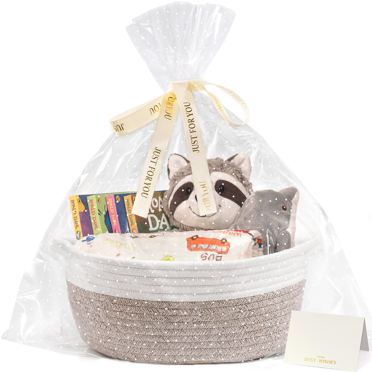 CHICVITA gift basket empty to fill front view shows sturdy cotton rope construction