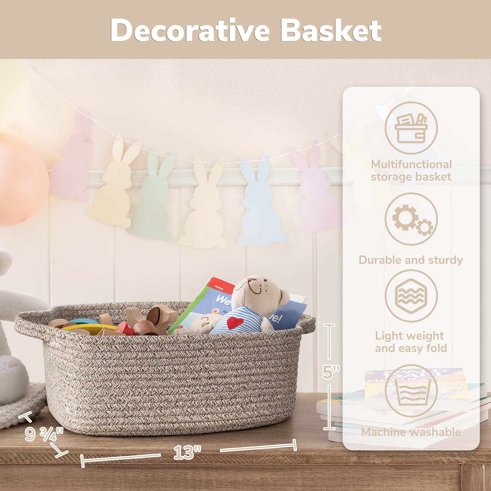 CHICVITA machine washable basket brown easy cleaning and maintenance.