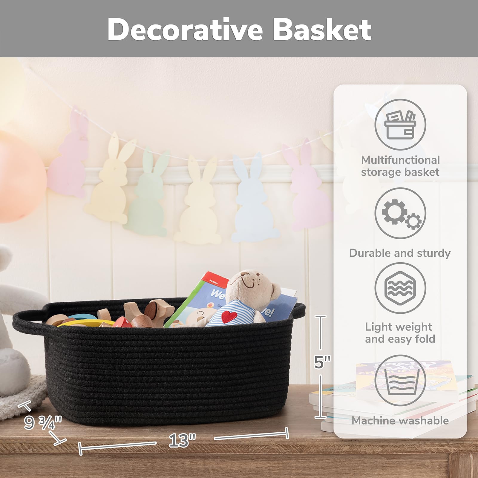 CHICVITA neutral-colored basket styled as a decorative centerpiece.