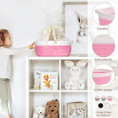 CHICVITA pink basket nursery decor highlights warm, decorative storage for baby rooms