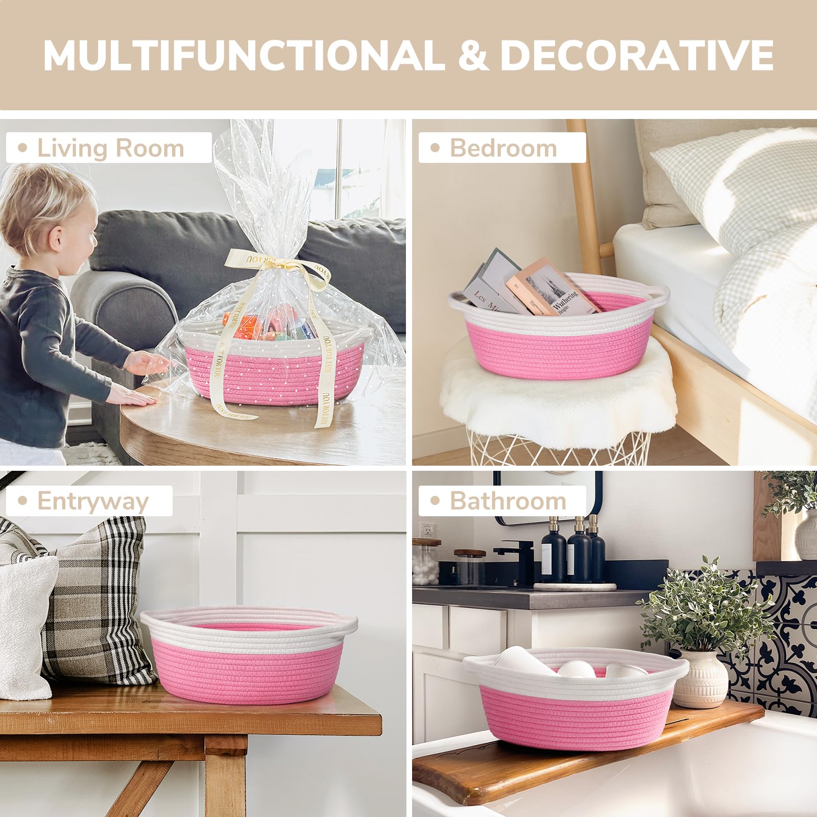 CHICVITA pink basket pet-friendly storage for toys and accessories