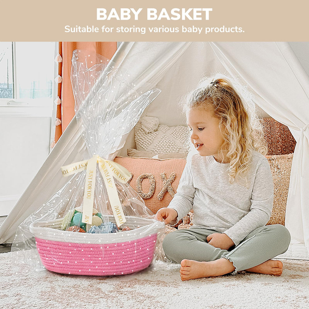CHICVITA pink basket storage-organization helps tidy bathrooms and living spaces