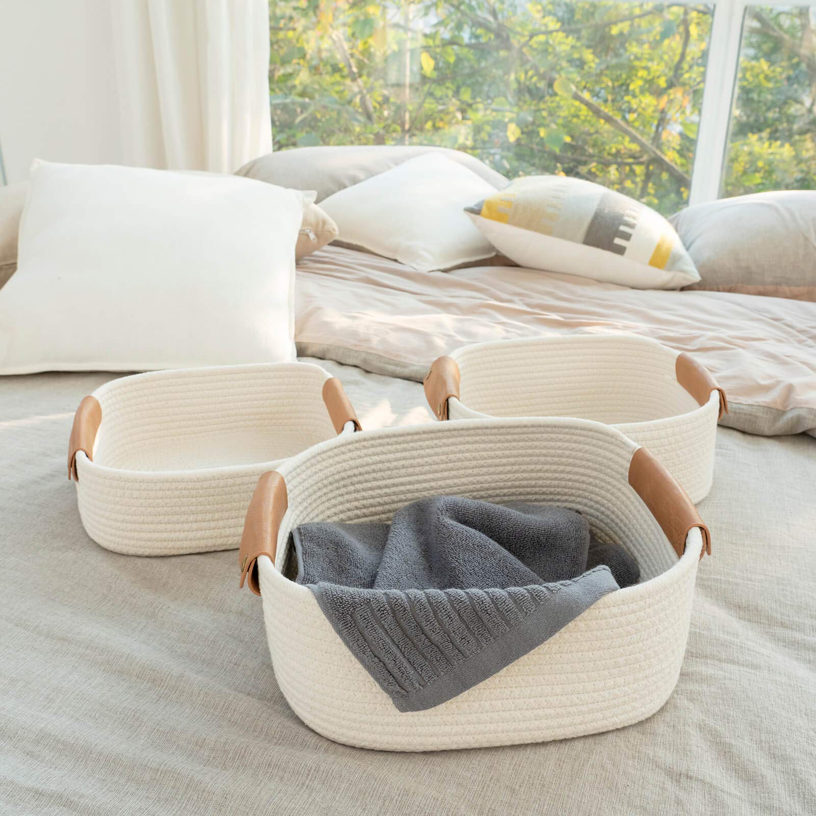 CHICVITA basket filled with books and magazines for versatile storage
