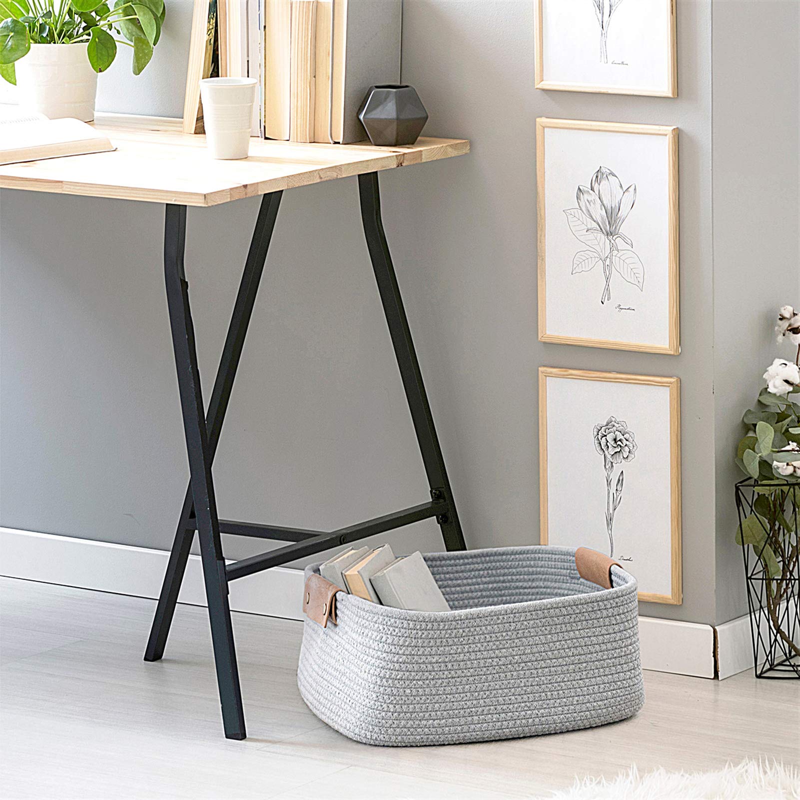 CHICVITA rectangle basket care guide image with flat-pack to reshape creases.
