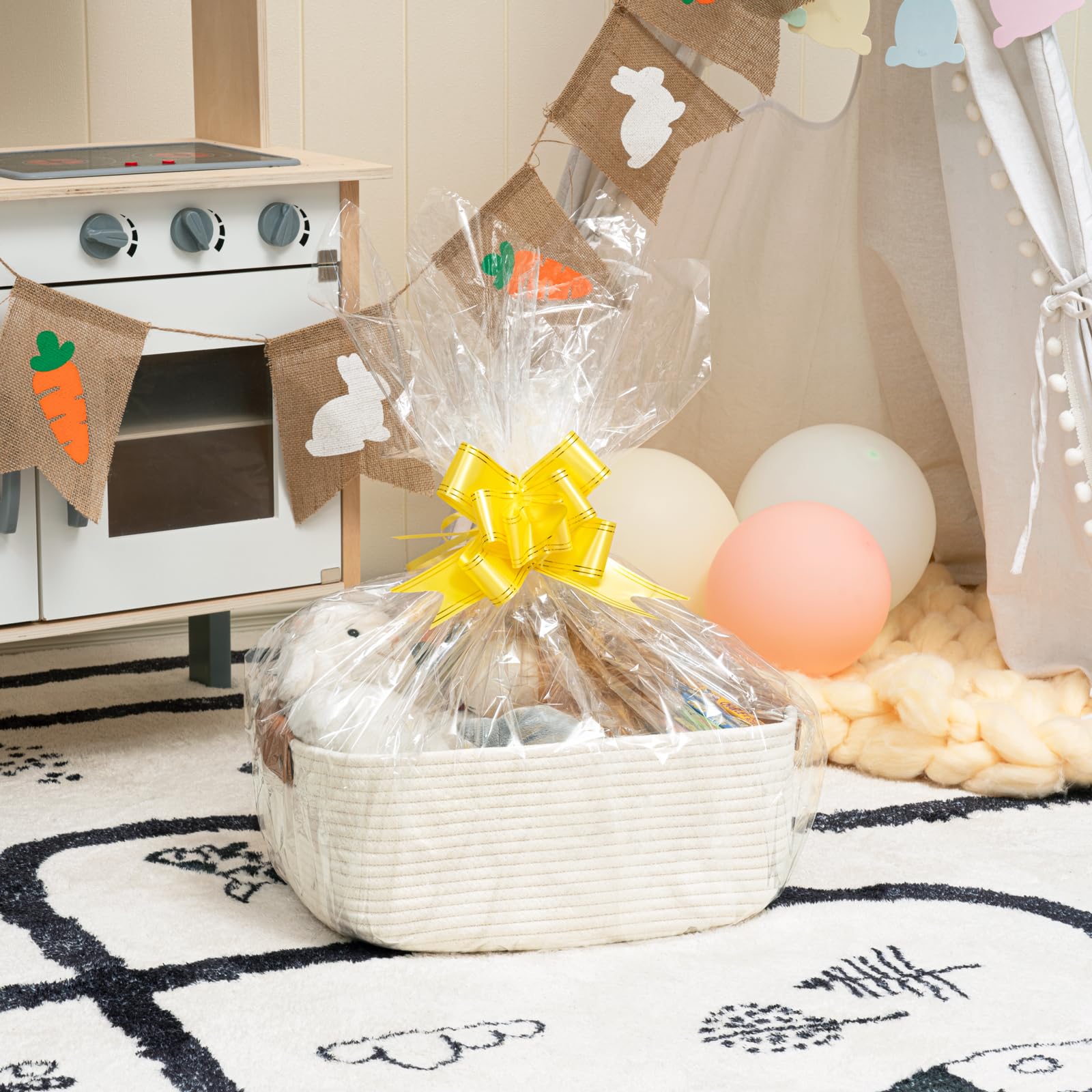 CHICVITA rectangle basket front view in nursery showing warm beige decor