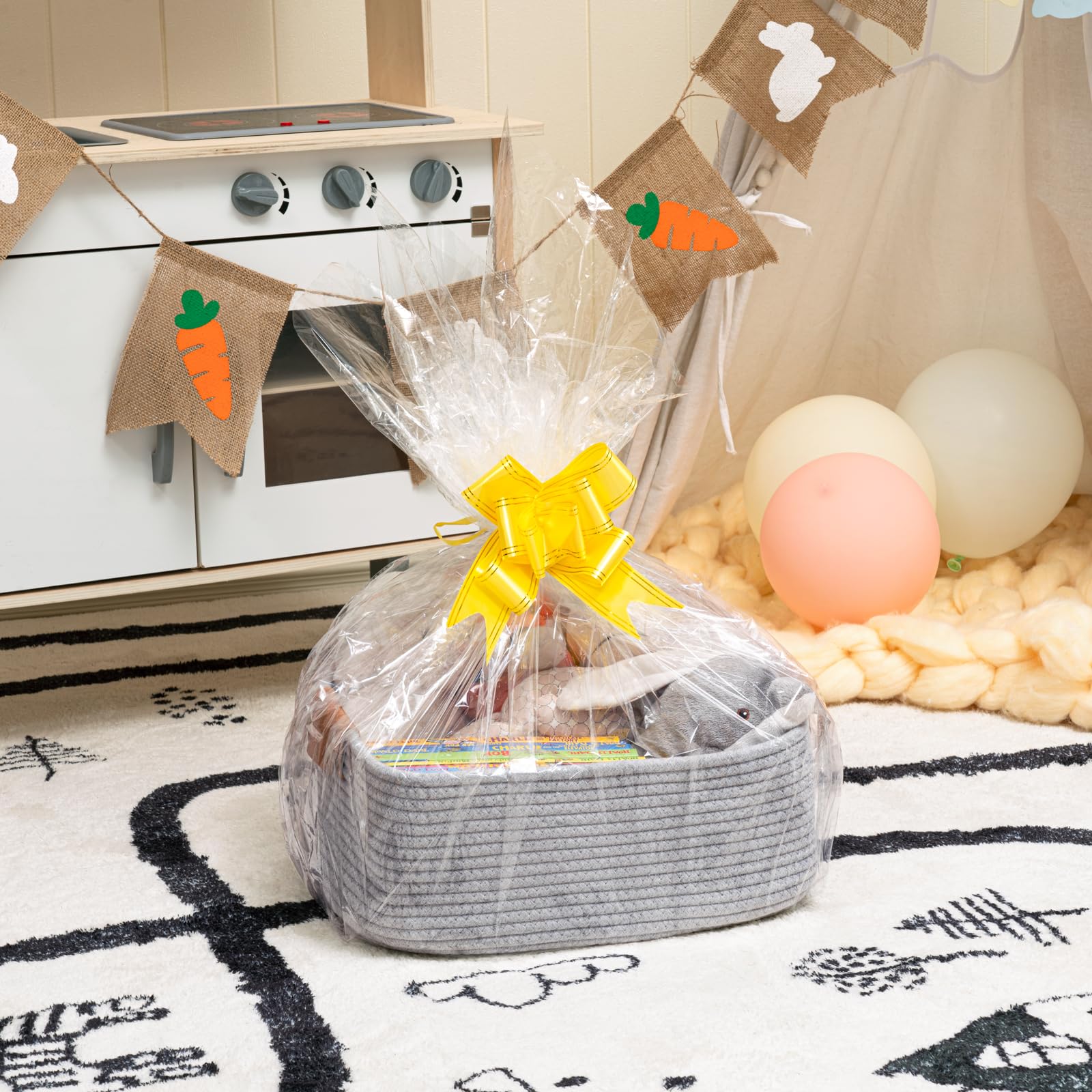 CHICVITA rectangle basket leather handles closeup, showing sturdy, easy-to-carry design.