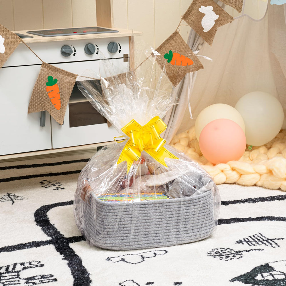 CHICVITA rectangle basket leather handles closeup, showing sturdy, easy-to-carry design.