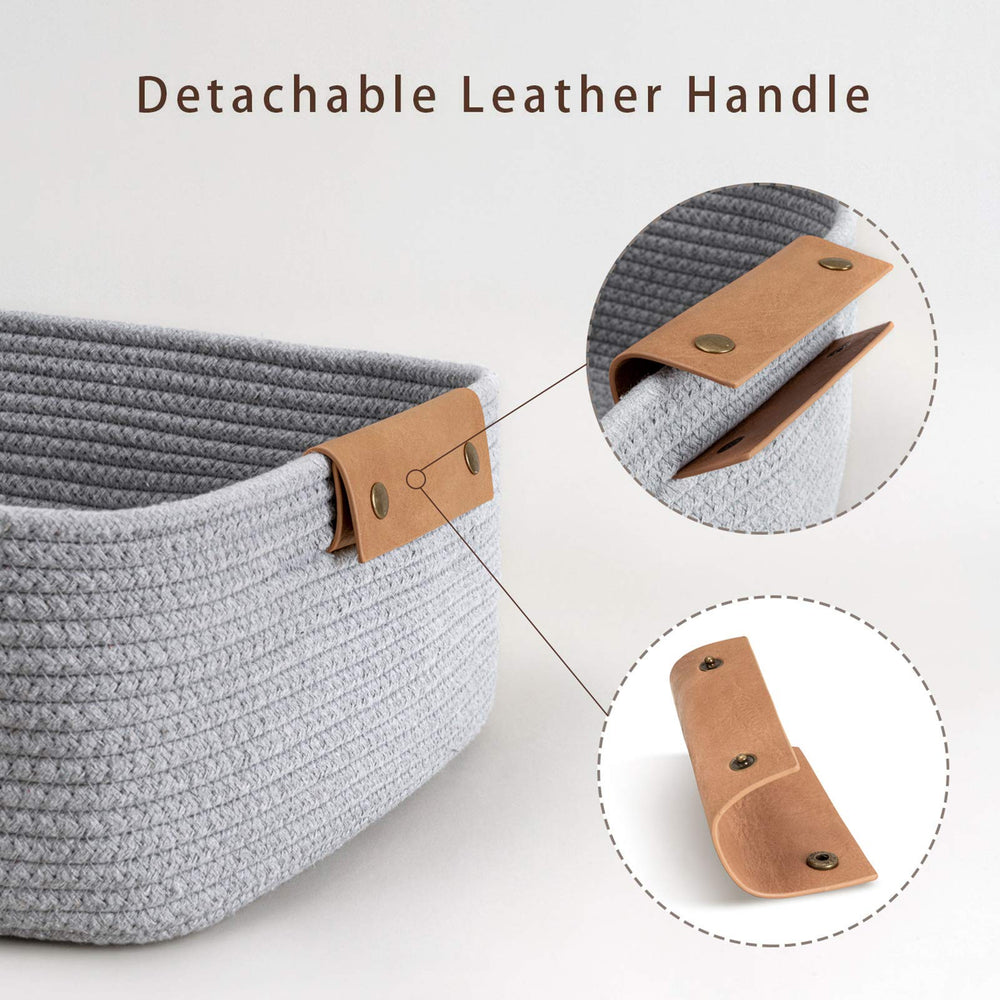 CHICVITA rectangle basket living room side view for clutter-free shelves.