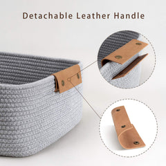 CHICVITA rectangle basket living room side view for clutter-free shelves.