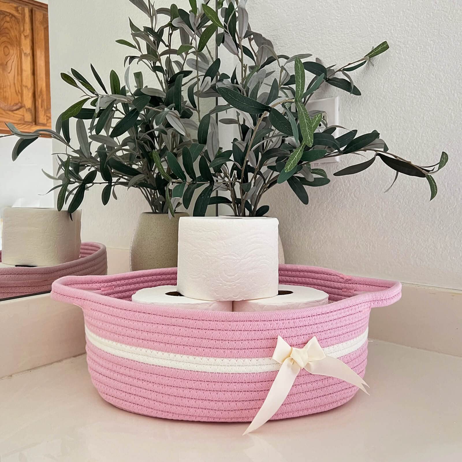 CHICVITA rectangle shelf baskets – nursery bathroom storage solution.
