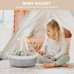 CHICVITA small-basket-dimension-12x8x5 clearly fits baby essentials and towels.