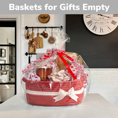 CHICVITA small storage basket red gift-ready styling as decorative centerpiece