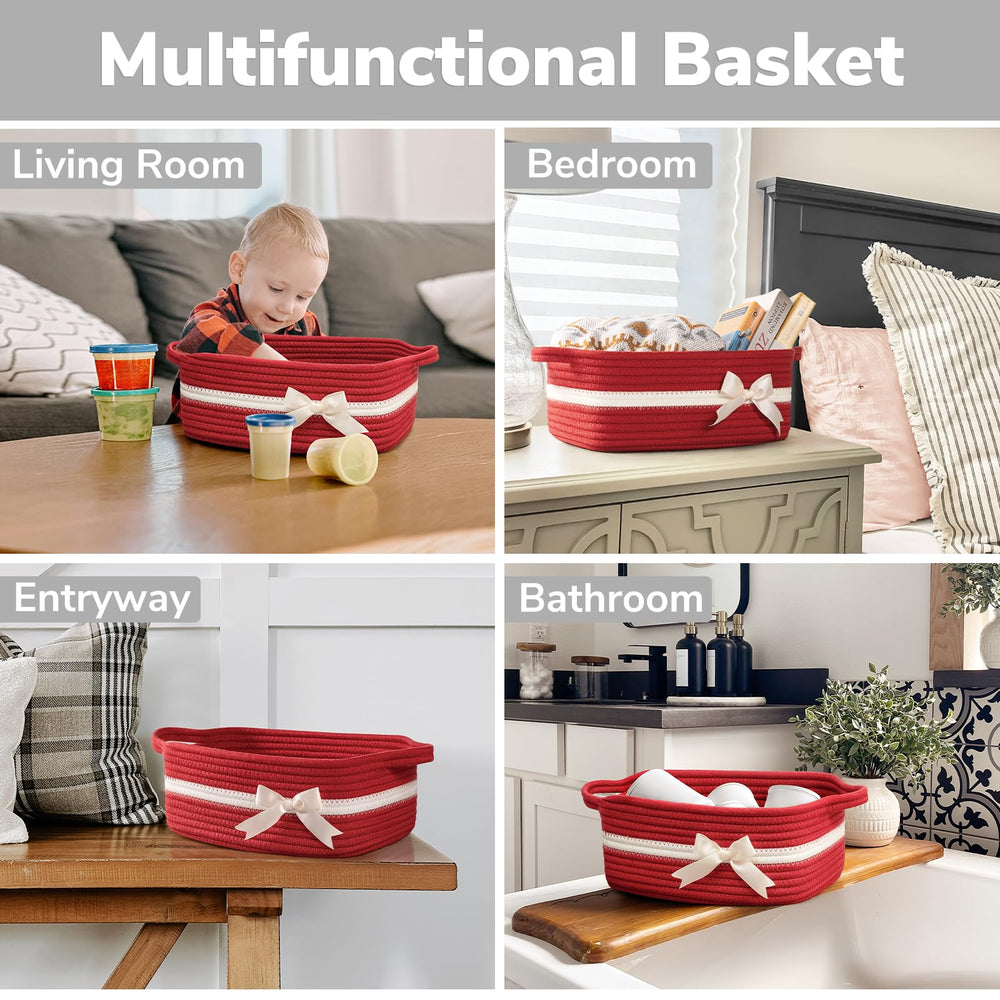 CHICVITA small storage basket red pet-toys holder keeps play area organized