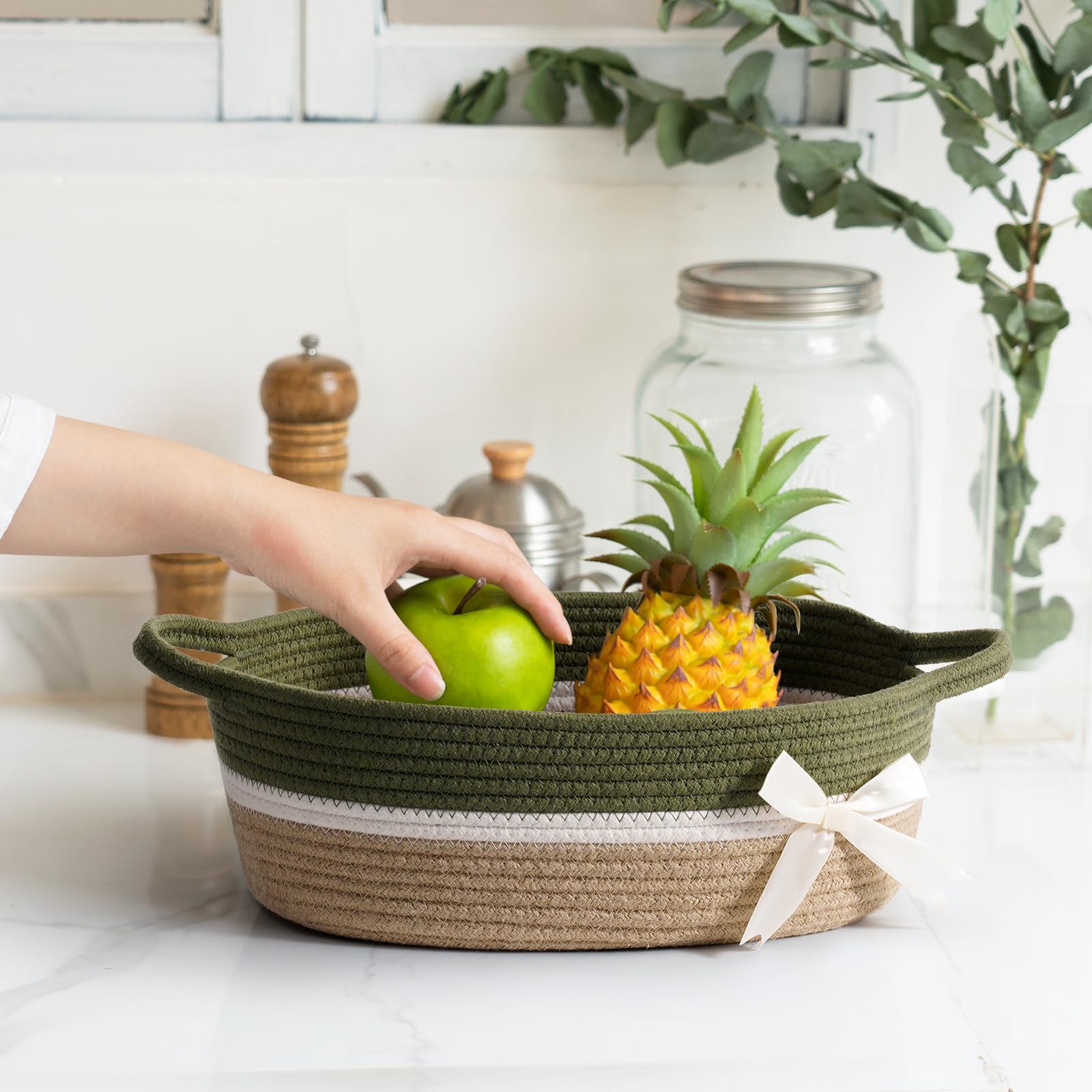 CHICVITA small storage basket soft rope material feels gentle to touch