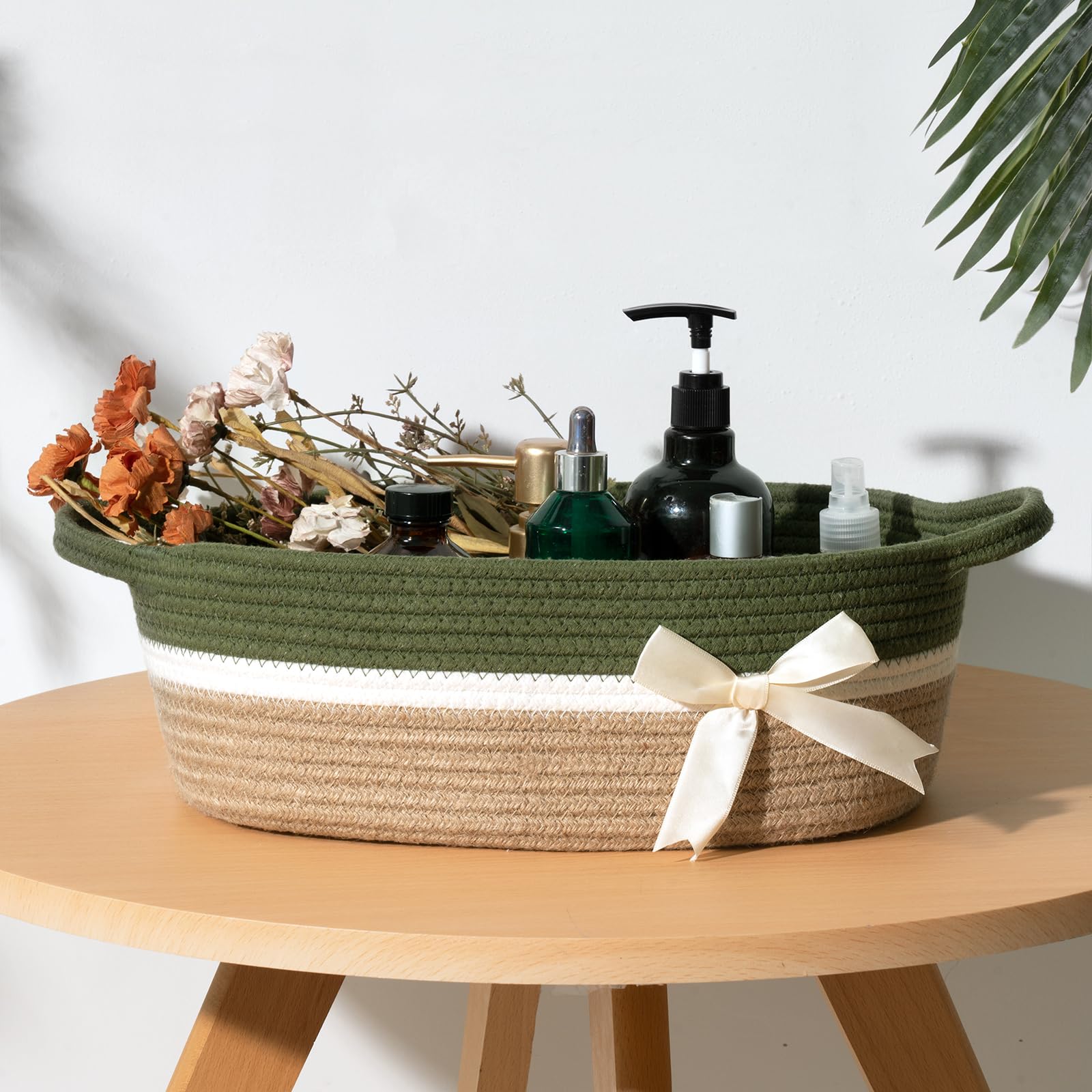 CHICVITA small storage basket with two handles for portable organization