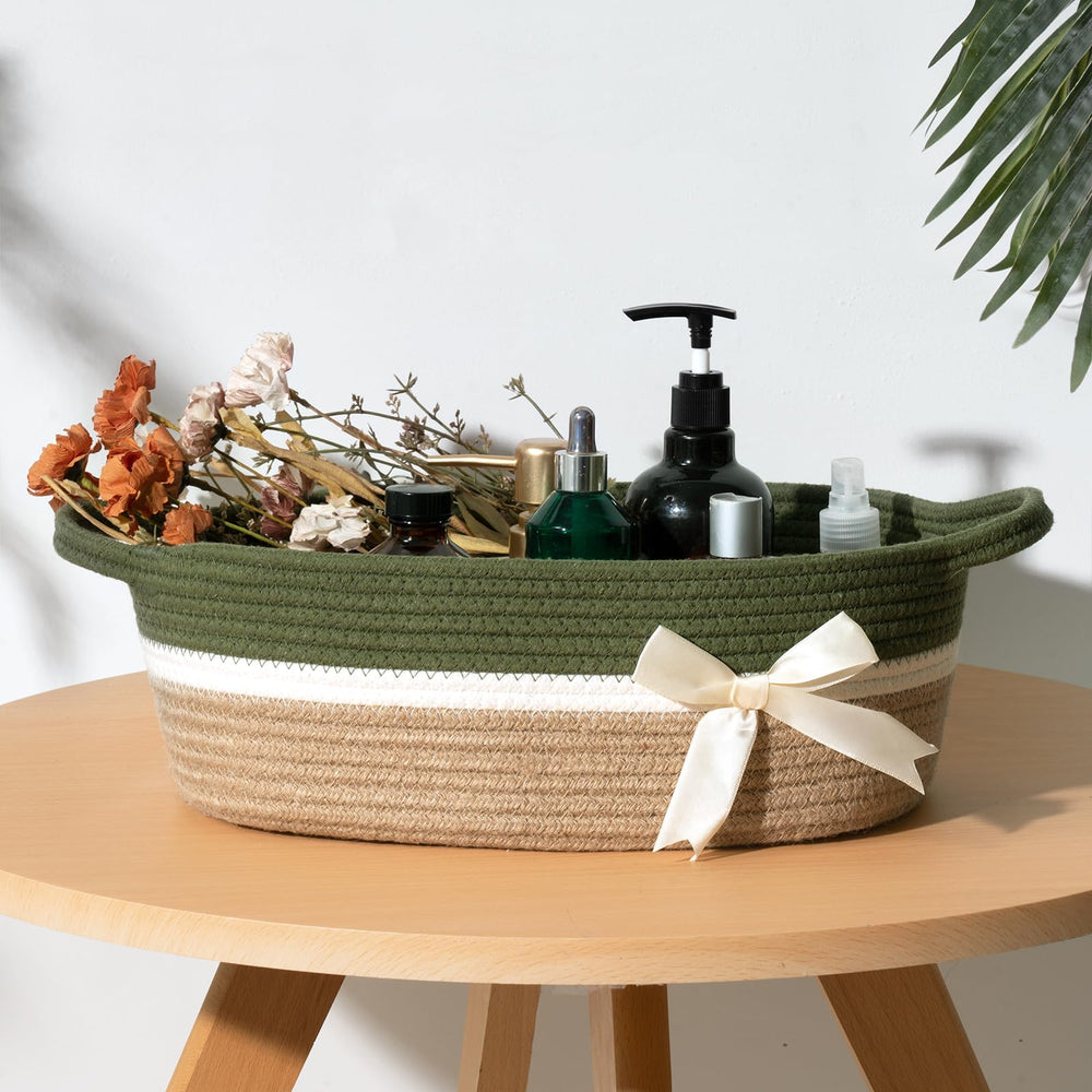 CHICVITA small storage basket with two handles for portable organization