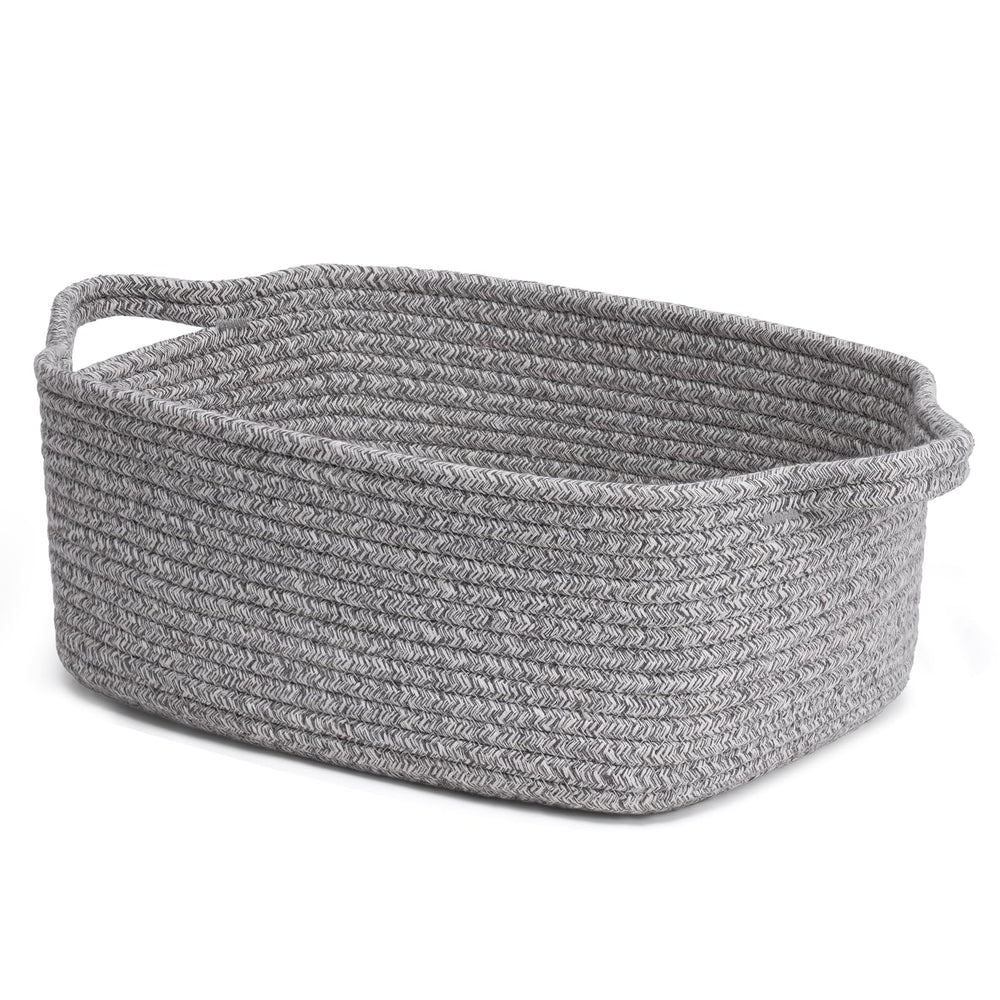 CHICVITA storage basket in grey with woven texture used as a cozy towel organizer