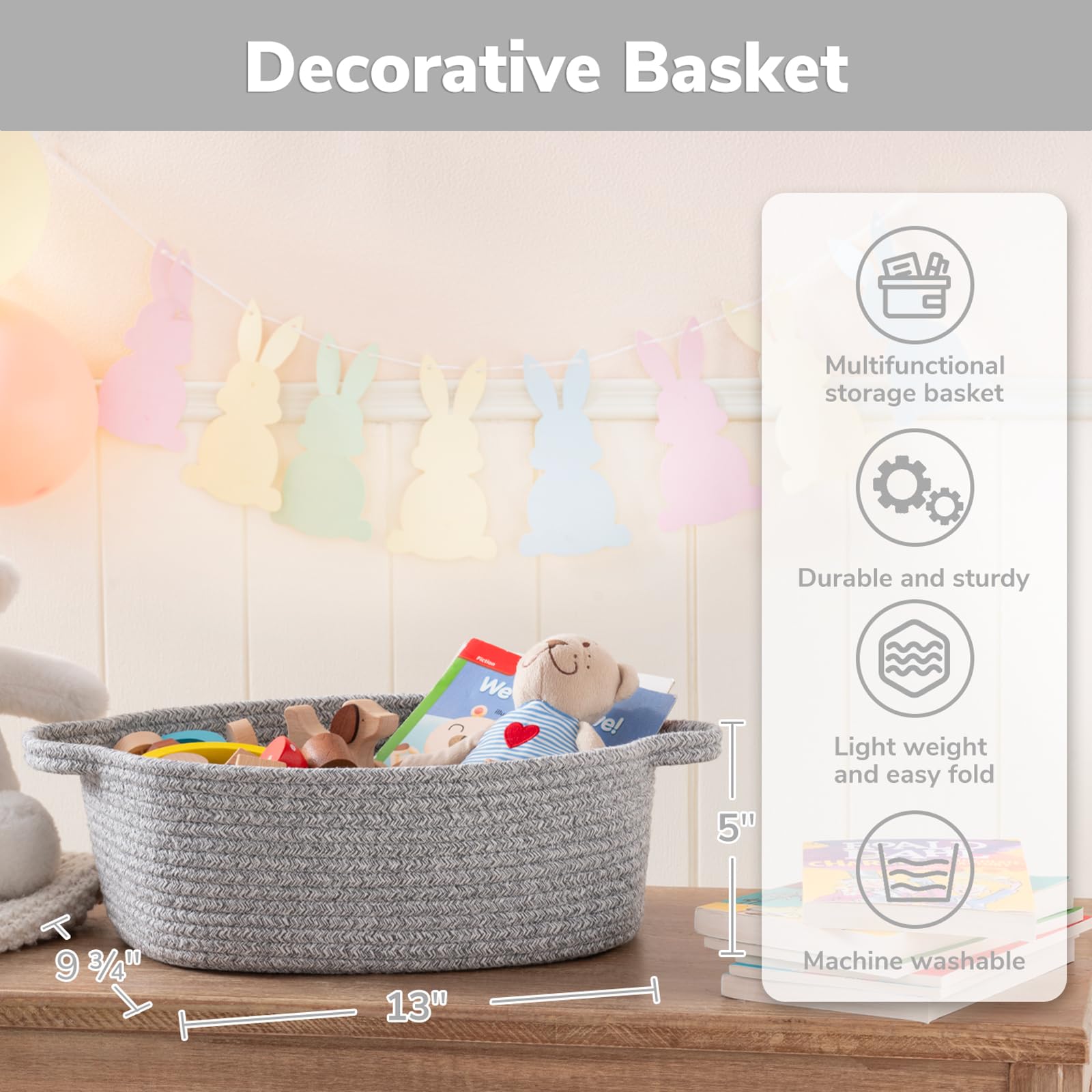 CHICVITA decorative basket used as a dining table centerpiece