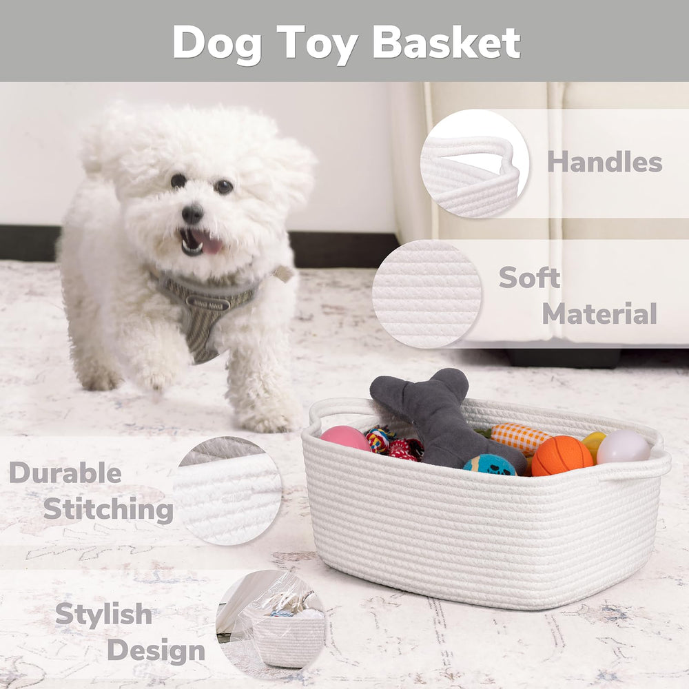 CHICVITA storage basket handles close-up shows sturdy cotton rope and easy-grip handles for portability.