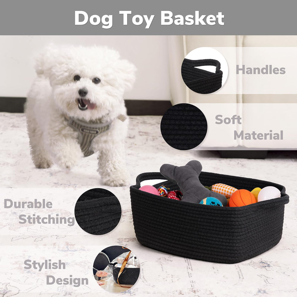 CHICVITA storage basket with handles for easy living room organization.