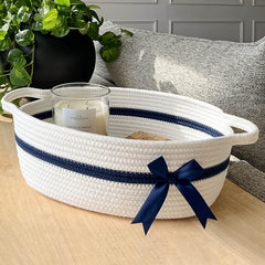 CHICVITA White Small Basket gift-nursery keeps items organized on shelves.