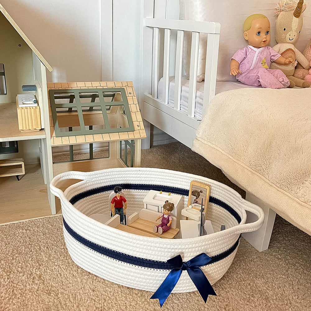 CHICVITA White Small Basket toy-storage keeps toys accessible and mess-free.