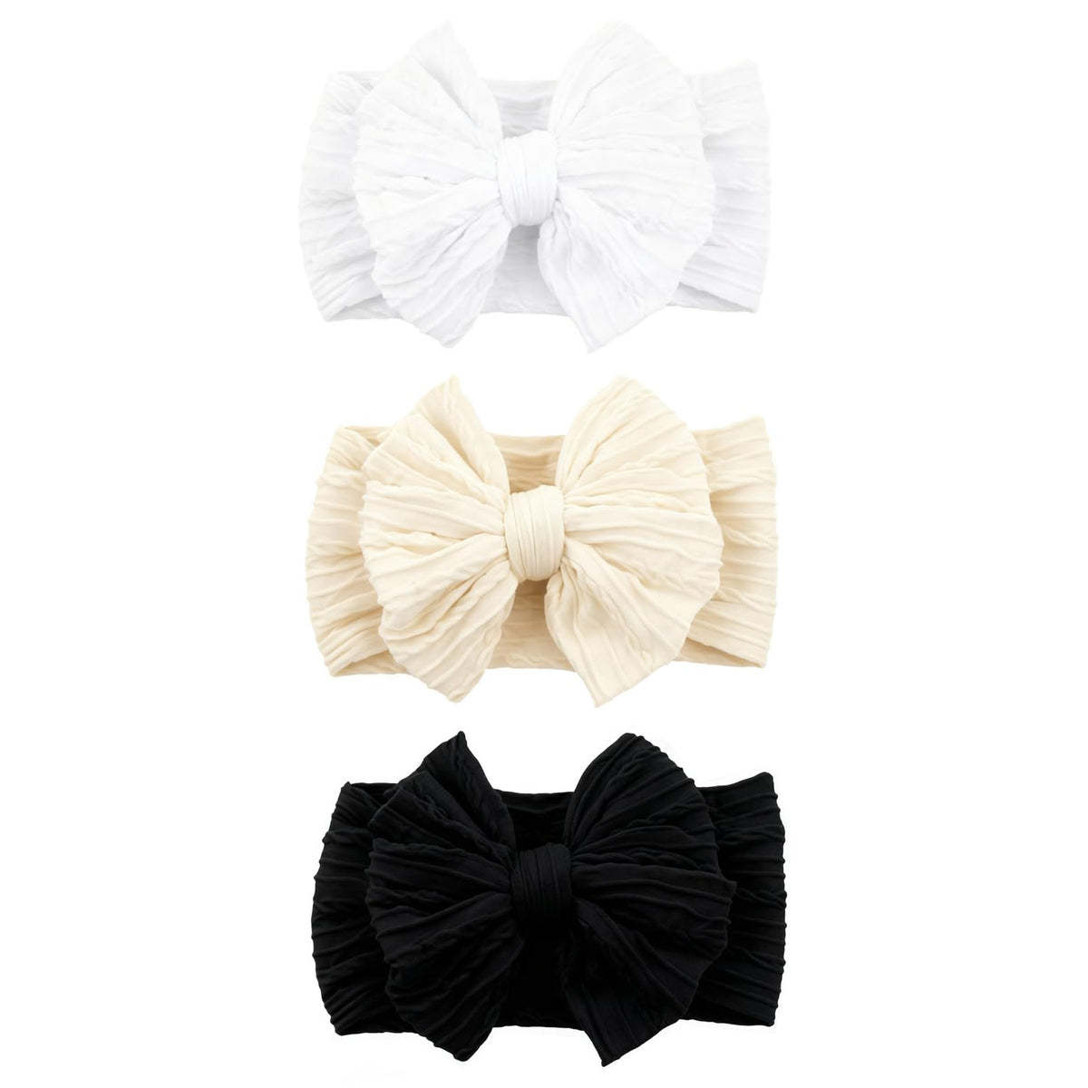 Chiduerm baby bows headband black close-up showing gentle stretch for all-day comfort