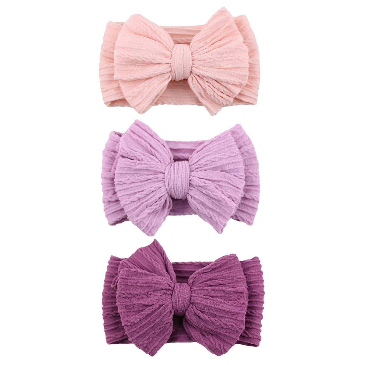 Chiduerm baby bows headband pink worn by a baby for gentle all-day comfort.